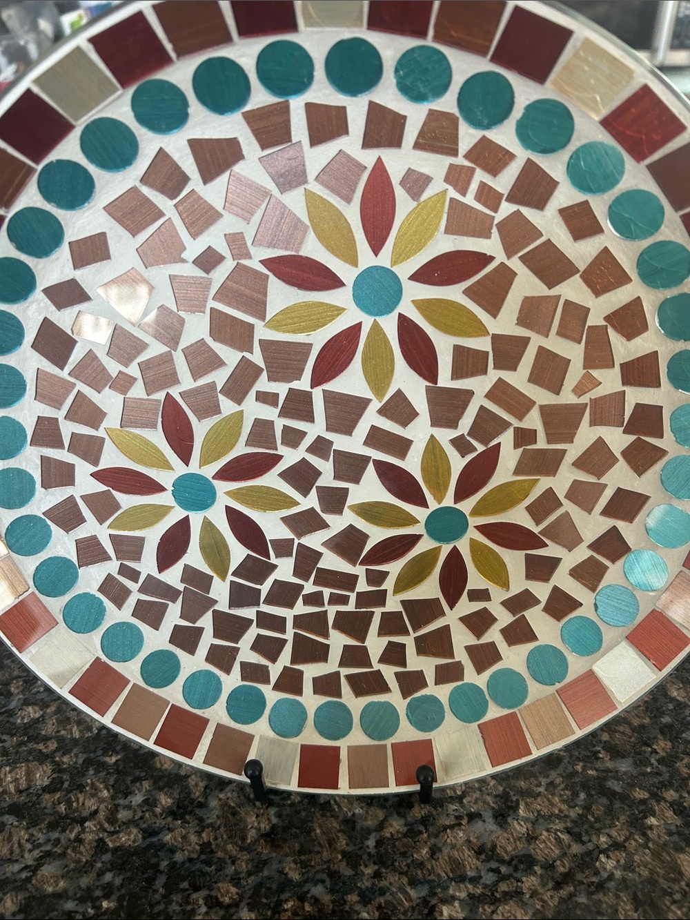 ASHLAND BOHO COAST MOSAIC GLASS TRINKET DISH  11.8"NWT - Picture 2 of 5